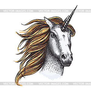 Unicorn horse sketch fairy tale animal - vector clipart