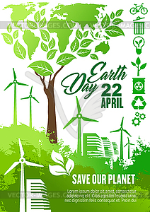 Earth Day celebration banner for ecology design - vector clipart