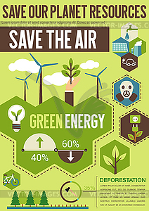 Save planet resources banner for ecology design - vector clip art