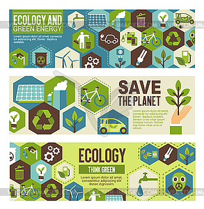 Ecology and green energy eco banner design - vector clipart