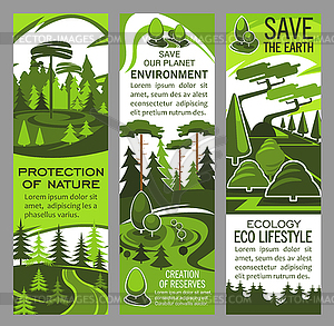 Environment protection banner of eco green nature - royalty-free vector clipart