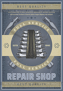 Repair shop vintage banner for car service design - vector clip art