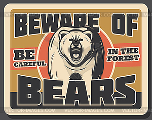 Bear animal vintage banner of hunting sport design - vector image