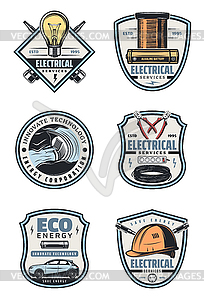 Lectrical service retro icon of electricity supply - vector clipart