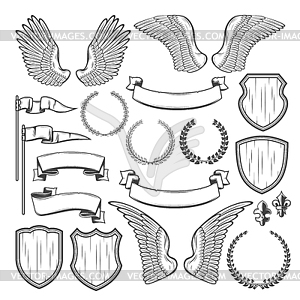 Геральдический элемент для средневекового значка, дизайн гребня - клипарт в векторе / векторное изображение