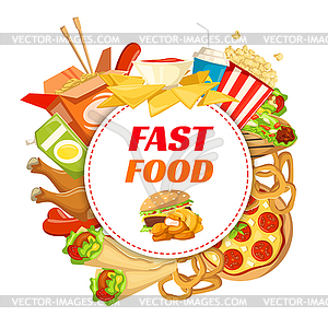 Плакат ресторана быстрого питания с рамкой меню обеда - стоковый клипарт