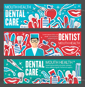 Dental clinic banner for tooth health care design - vector clip art
