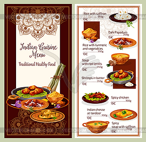 Дизайн-меню ресторана в индийской кухне - клипарт в векторе / векторное изображение
