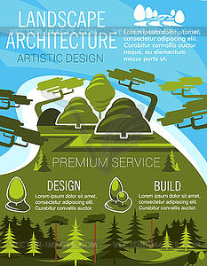 Landscape design banner with eco park green tree - vector image