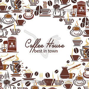 Coffee drink or beverage menu frame of cafe design - vector clipart