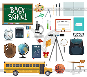 Back to school icon of education supplies and item - royalty-free vector image