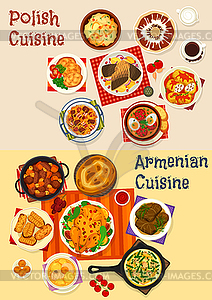 Polish and Armenian cuisine dinner menu icon - vector clip art