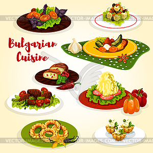 Блюдо из болгарской кухни с десертом - клипарт в векторном формате