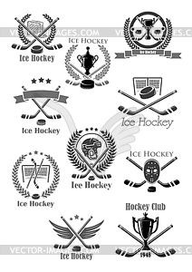 Ice hockey sport game icon set design - vector clip art