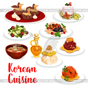 Korean cuisine restaurant lunch icon of asian food - vector clipart