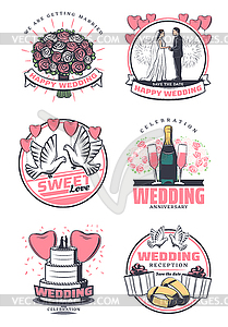 Wedding celebration vintage symbol design - vector clip art