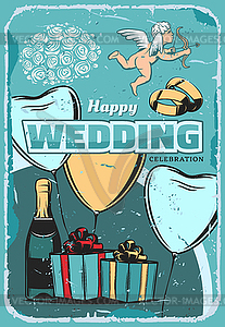 Wedding ceremony vintage greeting card design - vector EPS clipart