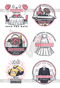 Wedding ceremony celebration retro icon design - royalty-free vector image