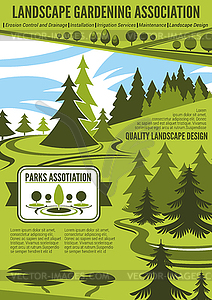 Landscape architecture or gardening company poster - vector image