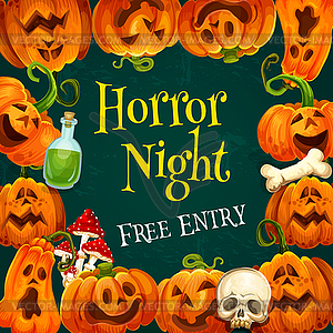 Halloween pumpkin frame for night party poster - vector clip art