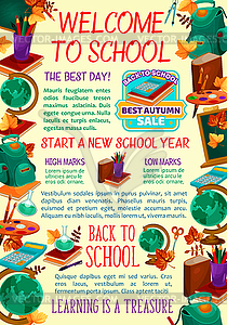 Back to School study sale poster - vector clipart