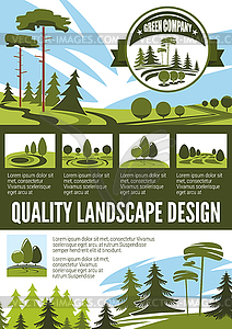 Garden and park landscape architecture poster - vector clip art