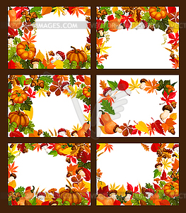 Autumn time leaf and harvest posters - vector image