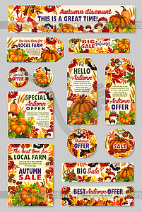 Autumn sale shop or farm market discount - vector clip art