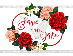 Save Date flower frame for wedding invitation - vector image