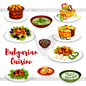 Bulgarian cuisine icon of vegetable and meat dish - vector clipart / vector image