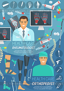 Orthopedics and rheumatology medicine banner - vector image