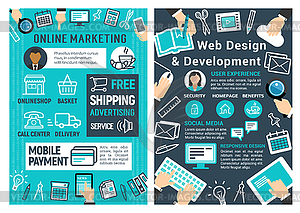 Online marketing, web design and development card - vector EPS clipart