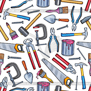 Repair work tool seamless pattern background - vector clipart