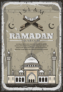 Ramadan Kareem islam holiday vintage greeting card - vector clip art