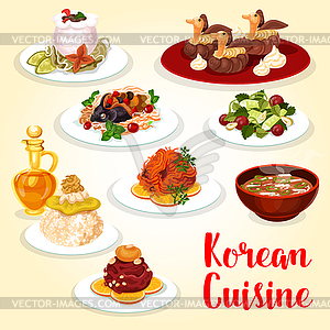 Значок корейской кухни азиатского мяса и рыбы - векторный клипарт Royalty-Free