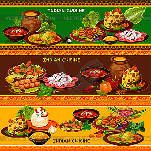 Indian cuisine restaurant banner with asian menu - vector EPS clipart