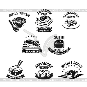 Template icons for sushi seafood restaurant - vector image