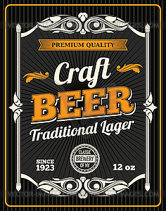 Craft beer premium quality poster - stock vector clipart