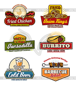 Fast food restaurant or bistro icons - vector image