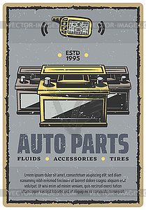 Car auto parts retro poster - vector clipart