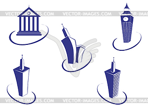 Символы зданий - векторное изображение клипарта