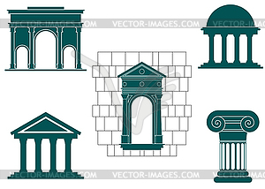 Древние символы зданий - стоковый векторный клипарт