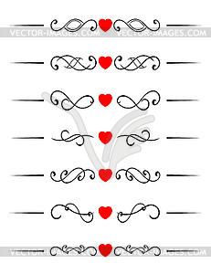 Swirl elements with hearts - vector clip art