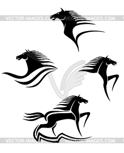 Black horses symbols - vector clipart