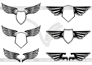 Heraldic wings with shields - vector clipart