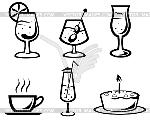 Коктейль и напитки символов - векторное изображение