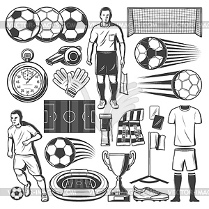 Символы футбольного или футбольного оборудования - векторный рисунок