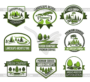 Eco parks and gardens landscape design service - vector clip art