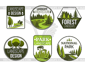 Landscape design service icons - stock vector clipart