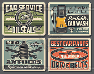 Car repair service, auto parts shop - vector clip art